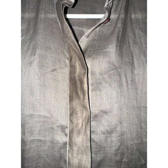 Lafayette 148 New York Womens Long Button-Up Shirt P Taupe Ramie/Tencel - Picture 4 of 7